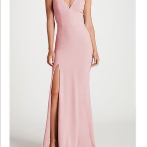 Dress the Population- Iris Crepe Side Slit Gown